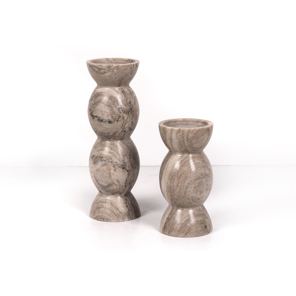 Four Hands Kivu Pillar Candle Holder Set Of 2 Grey 228338002