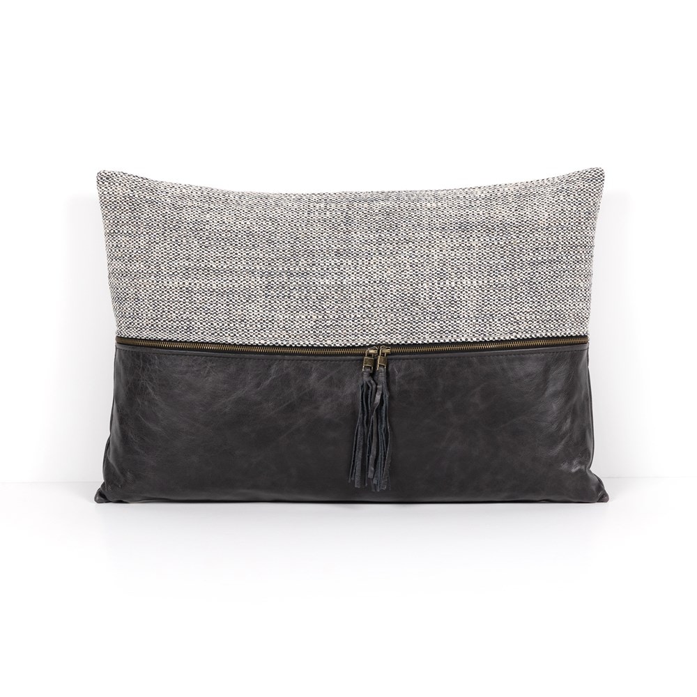 Leather and linen pillow new arrivals