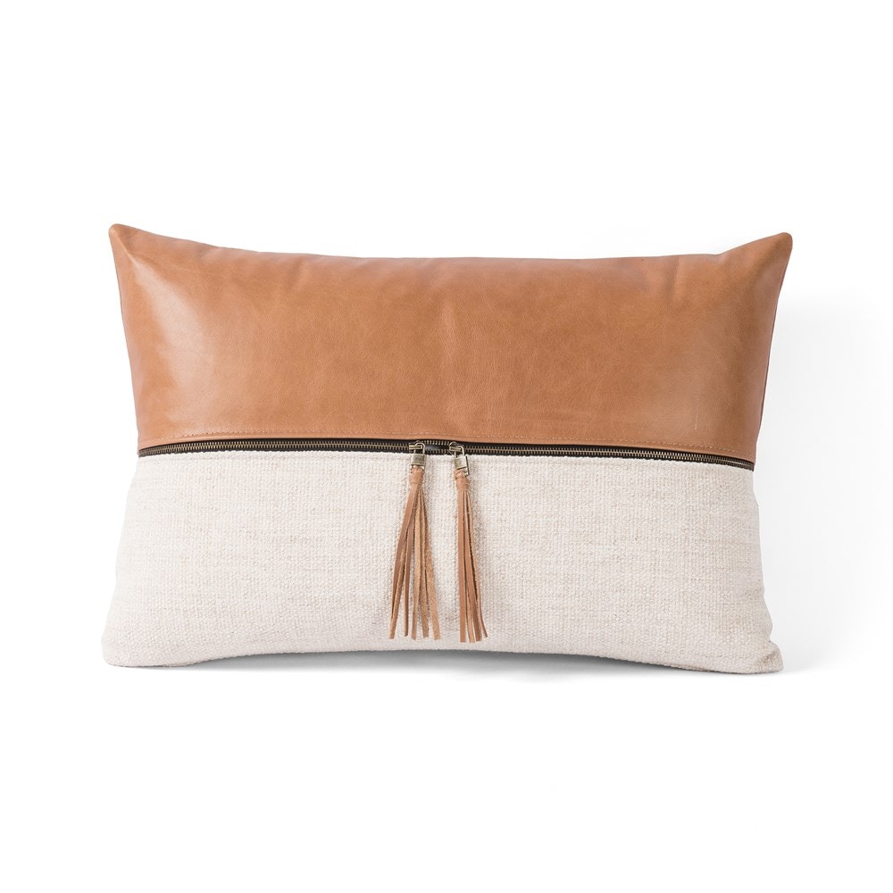 Leather and 2025 linen pillow