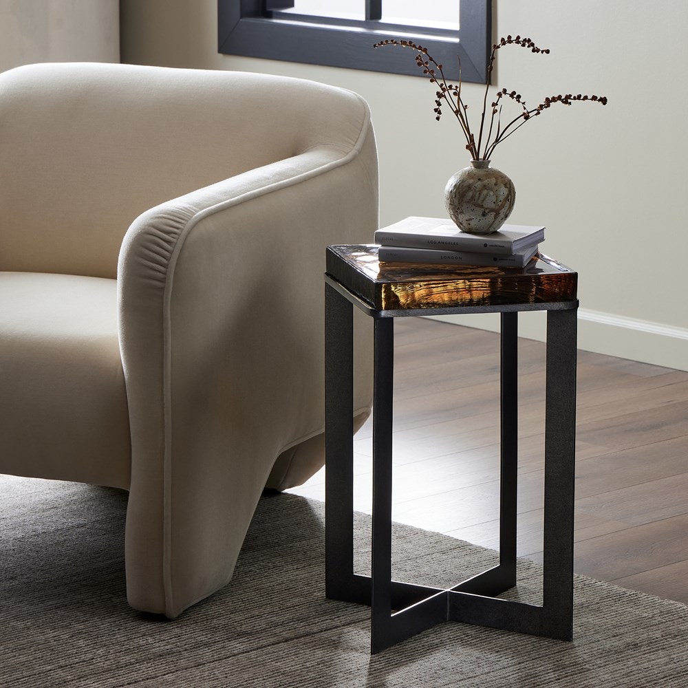 Four Hands Marlow Lennie Cast Glass End Table - Thumbnail 5