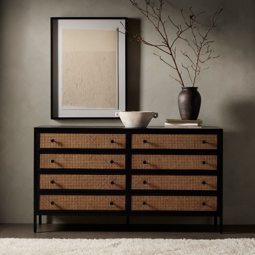 【美品！】Drawer ドゥロワー　アストラカンファーブルゾン　ブラック Four Hands Natalia 8 Drawer Dresser Vintage Black 234256-001