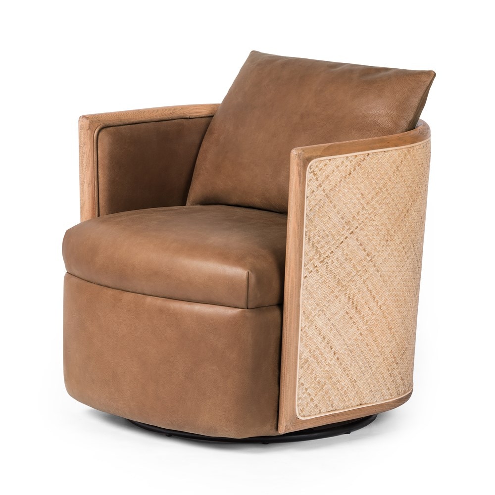 four hands leather swivel chair