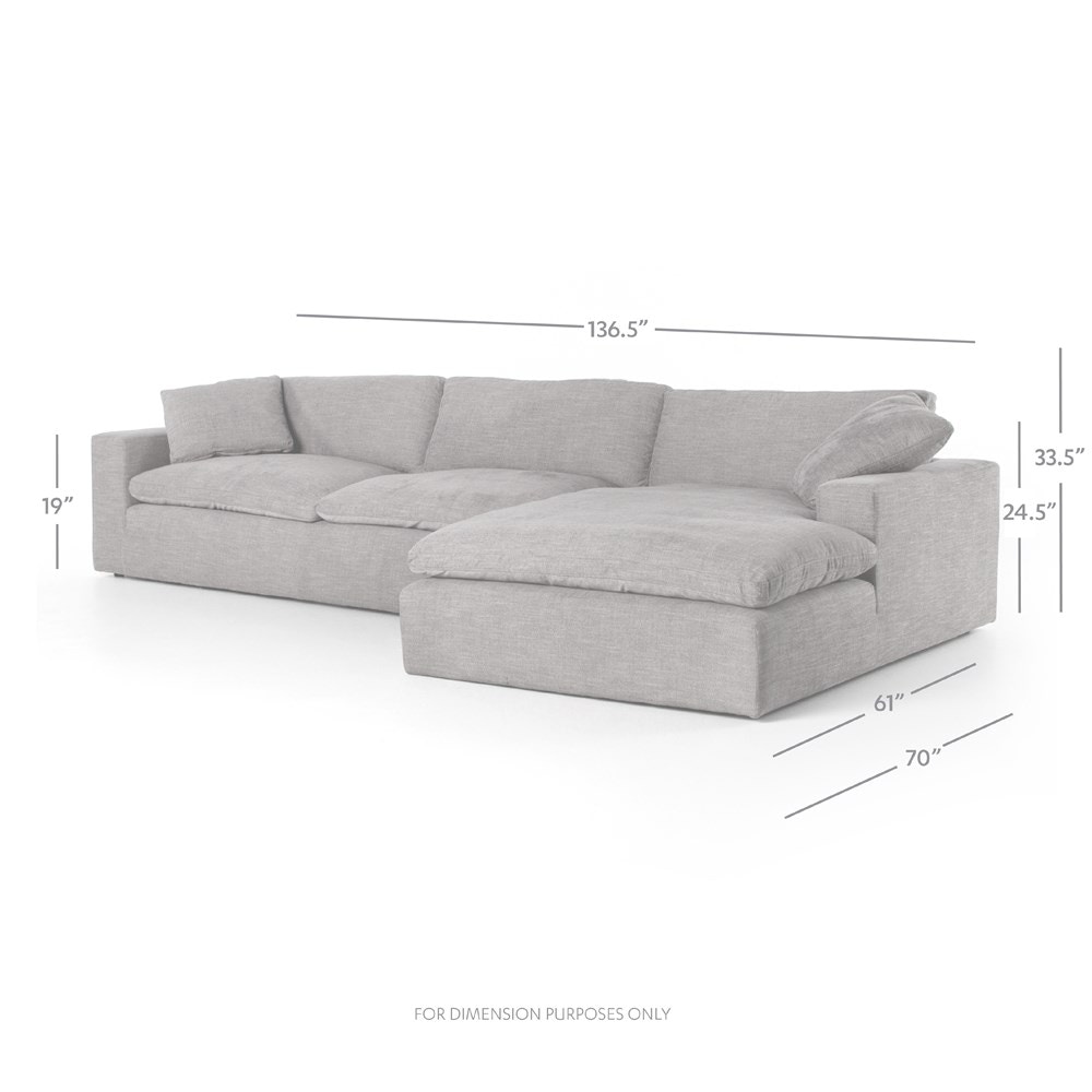 Four Hands Plume 2Pc Sectional 136 Raf Chaise Hb Gr 105943006
