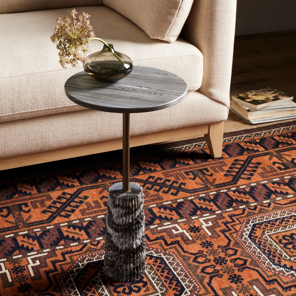 Four Hands Raven End Table Ribbed Ebony Marble 237795-001 - Portland ...