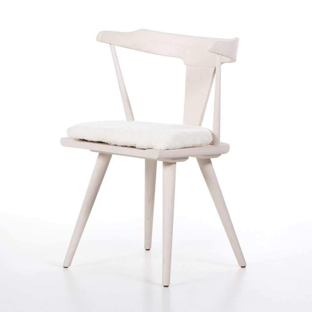 White dining chair online with cushion