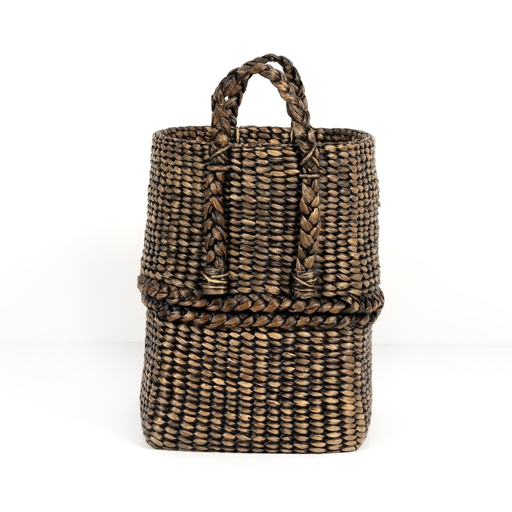 Four Hands Tika Basket Black and Tan Water Hyacinth 231598-001