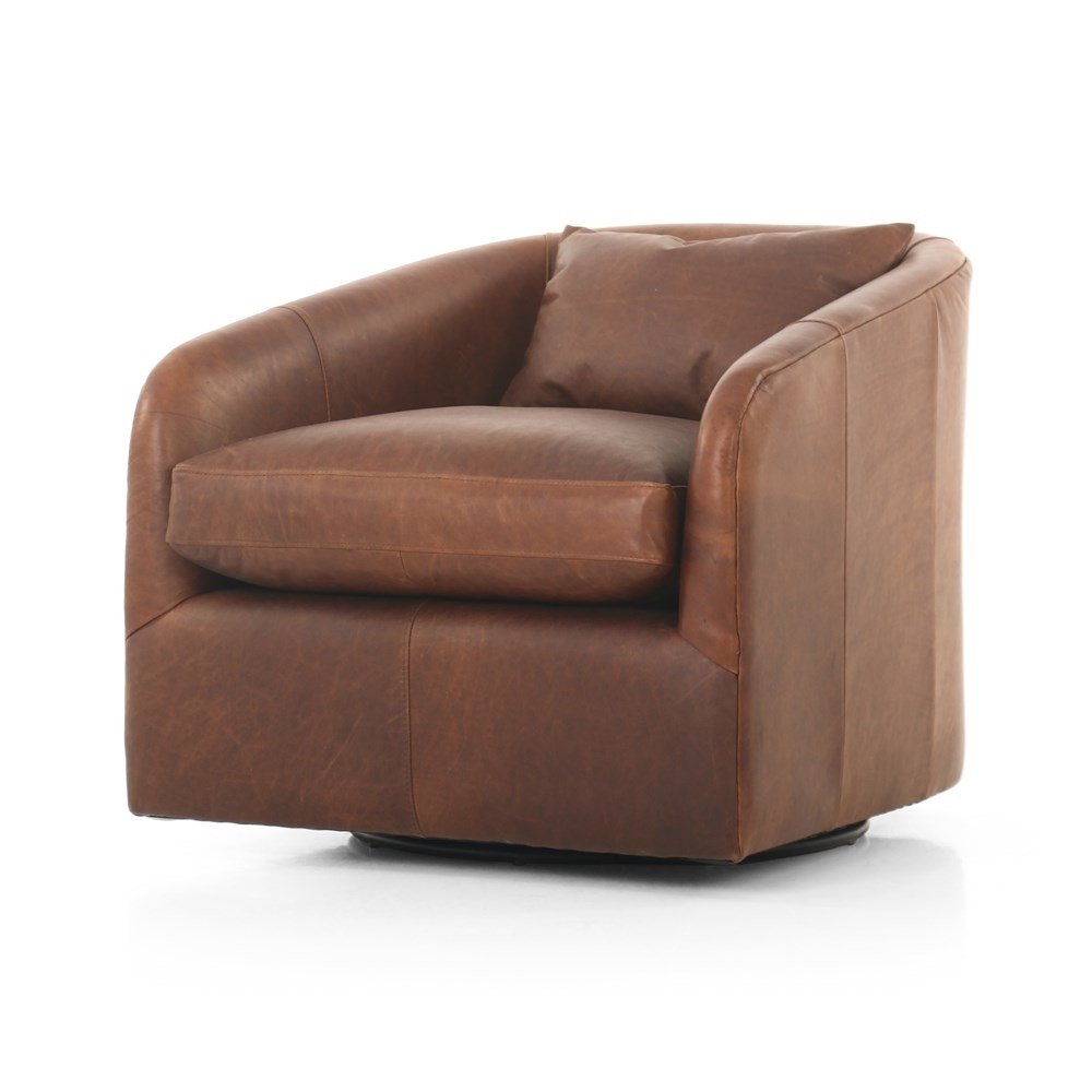 four hands leather swivel chair