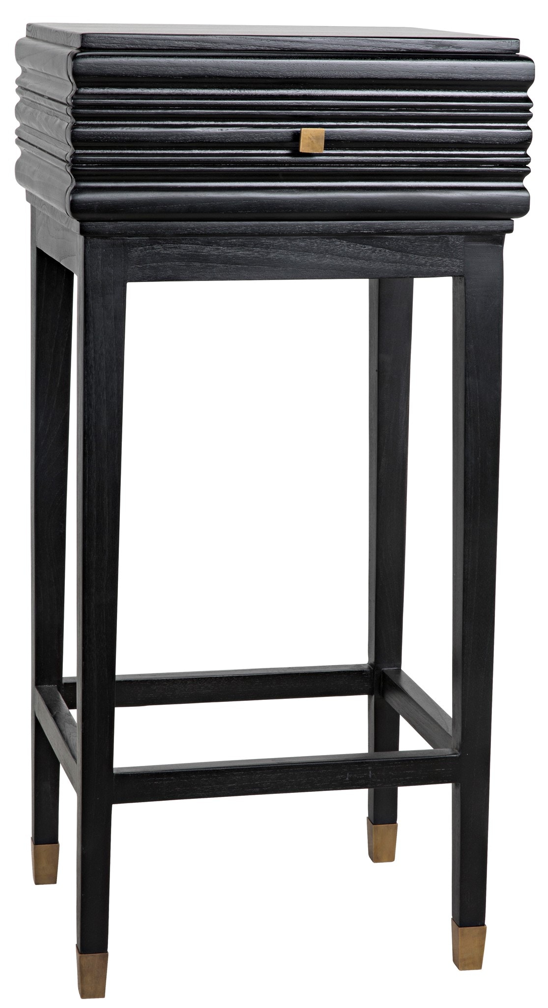 Noir Kitame Side Table With Drawer Charcoal Black Ae 48chb