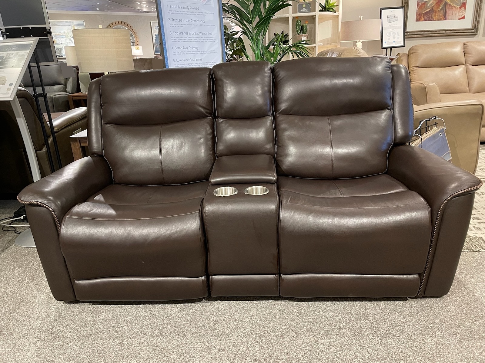 Stanton Power Headrest Reclining Console Loveseat 76185B