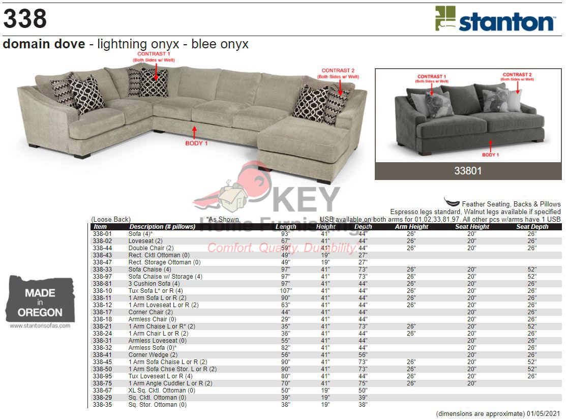 Stanton 338 Sectional Portland, OR Key Home Furnishings