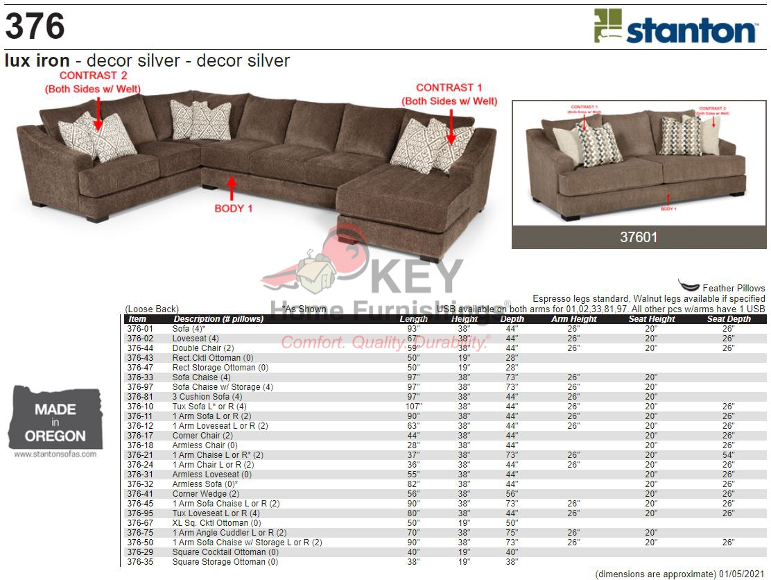 Stanton 376 Sectional Portland, OR Key Home Furnishings