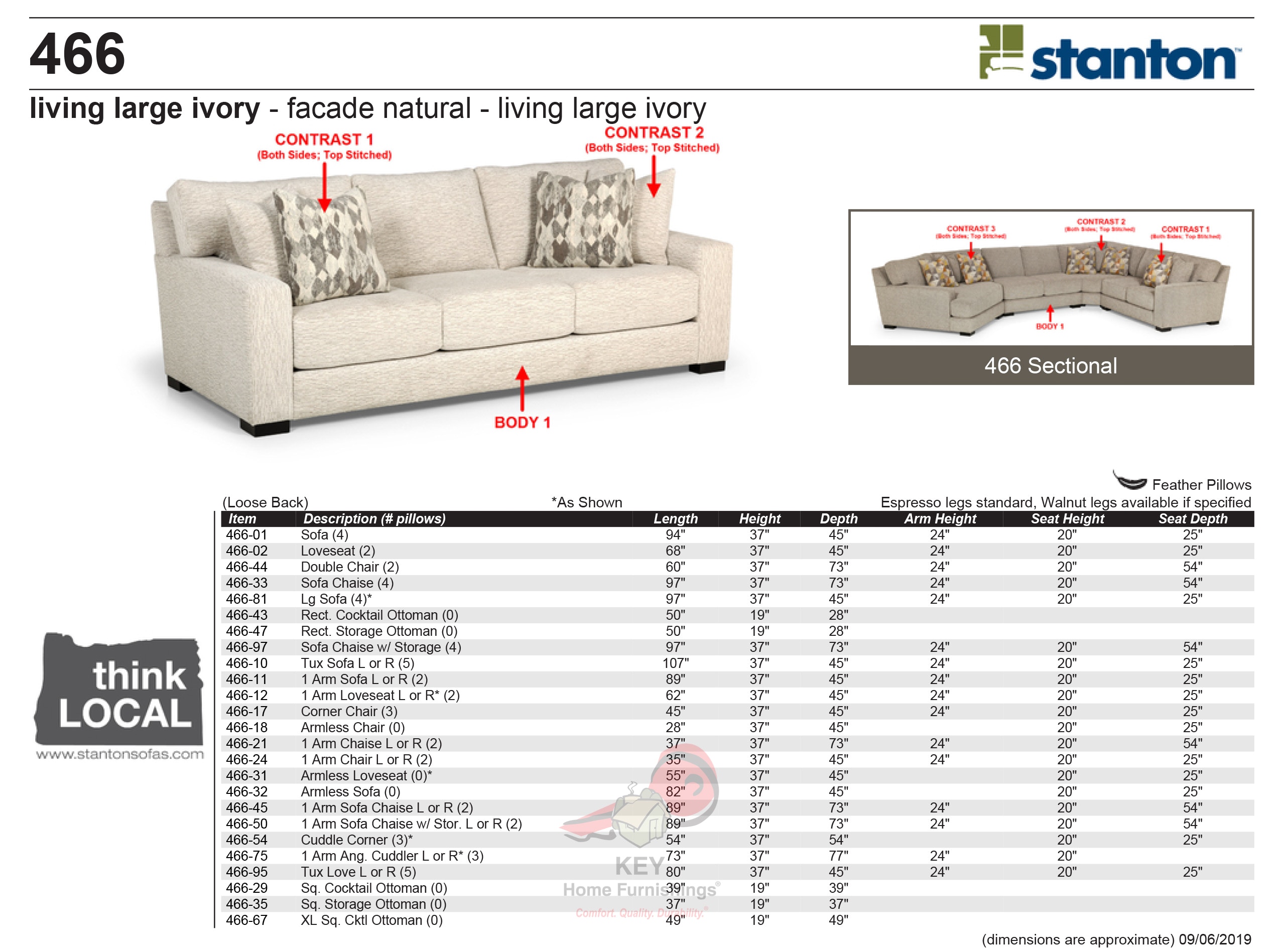 Stanton Sectional 466Sectional Portland, OR Key Home Furnishings
