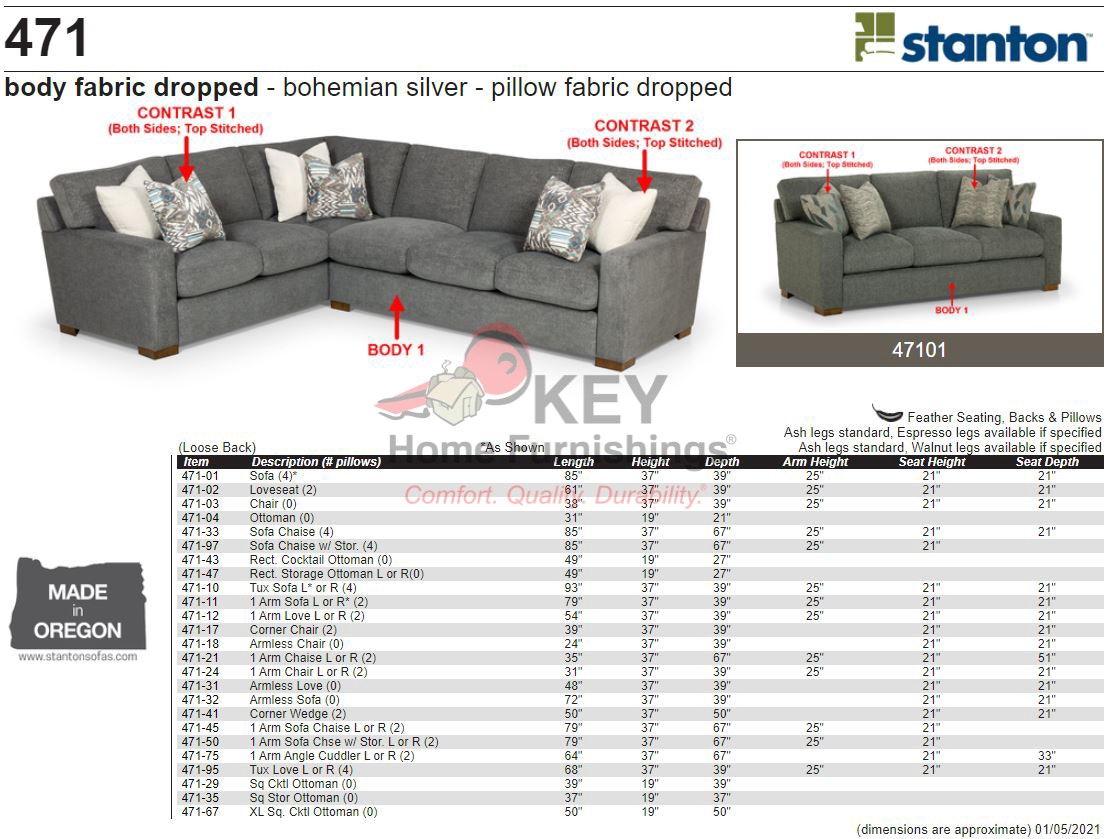 Stanton Sofa 47101 Portland, OR Key Home Furnishings