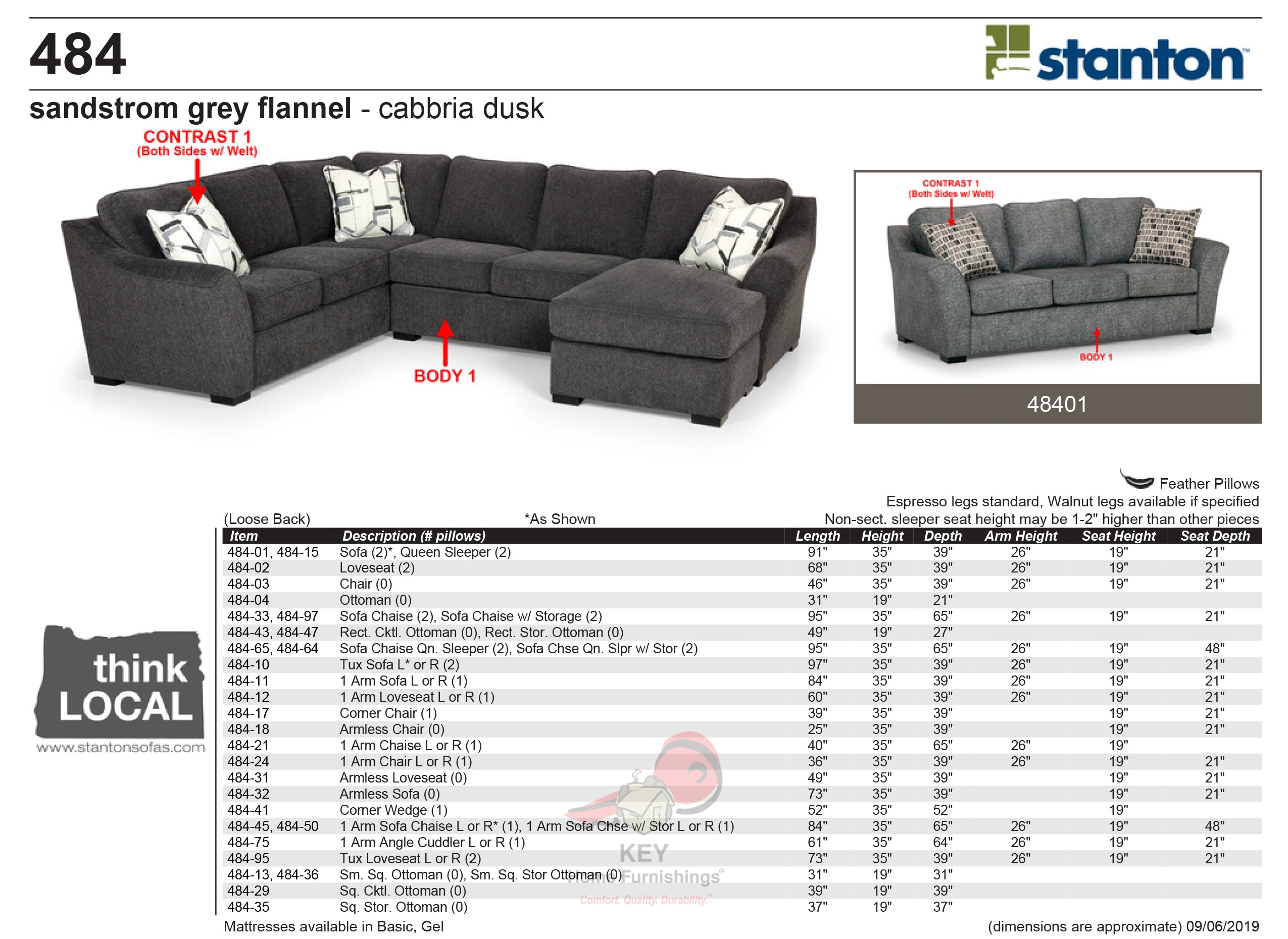 Stanton Sectional 484Sectional Portland, OR Key Home Furnishings