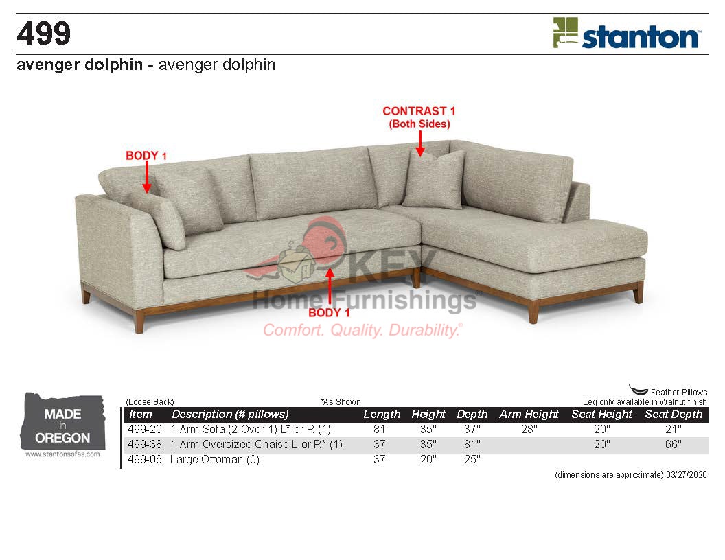 Stanton 499 Sectional Portland, OR Key Home Furnishings