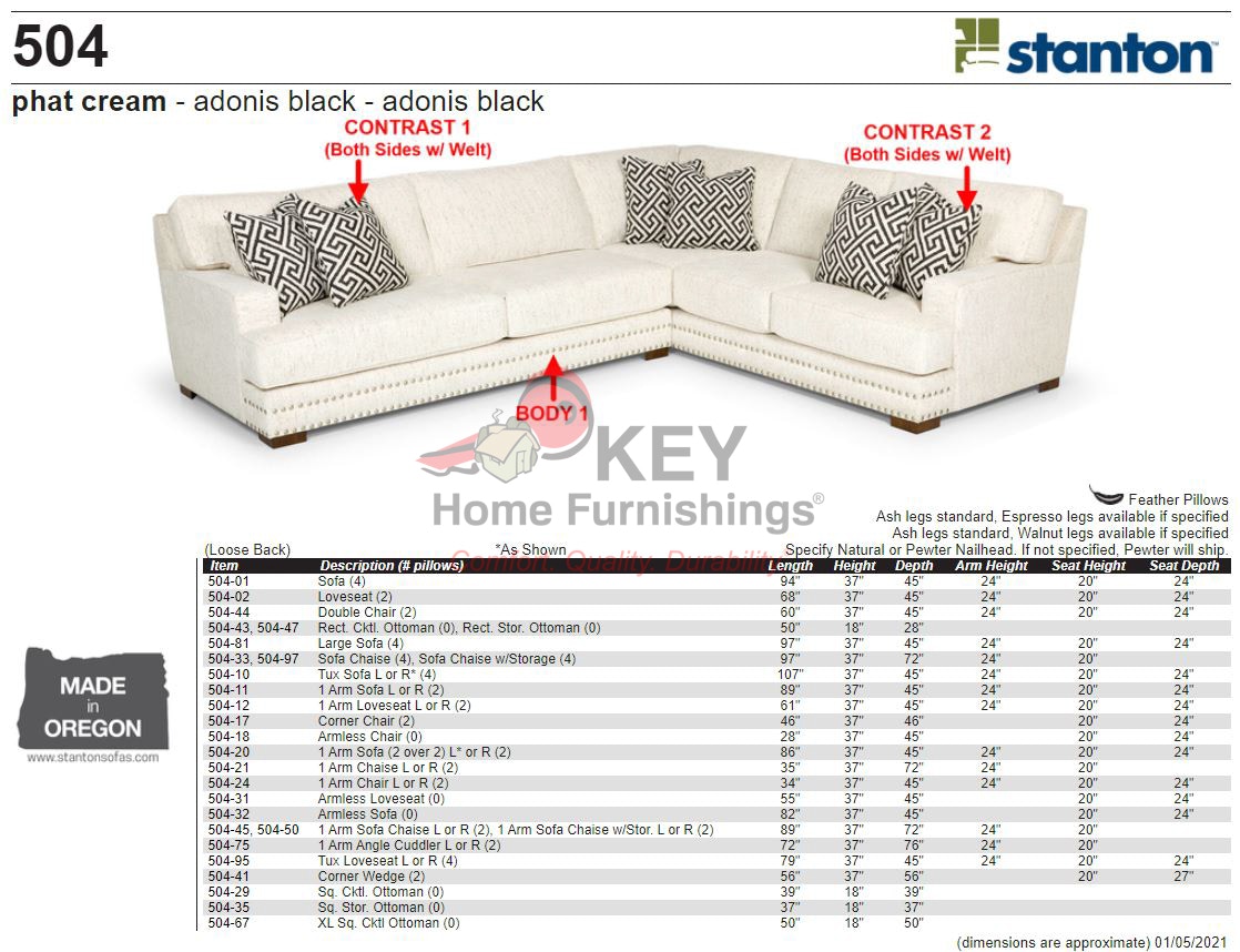 Stanton 504-Sectional - Portland, OR | Key Home Furnishings