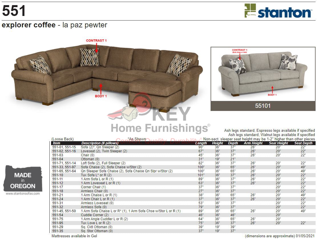 Stanton 551 Sofa Portland, OR Key Home Furnishings