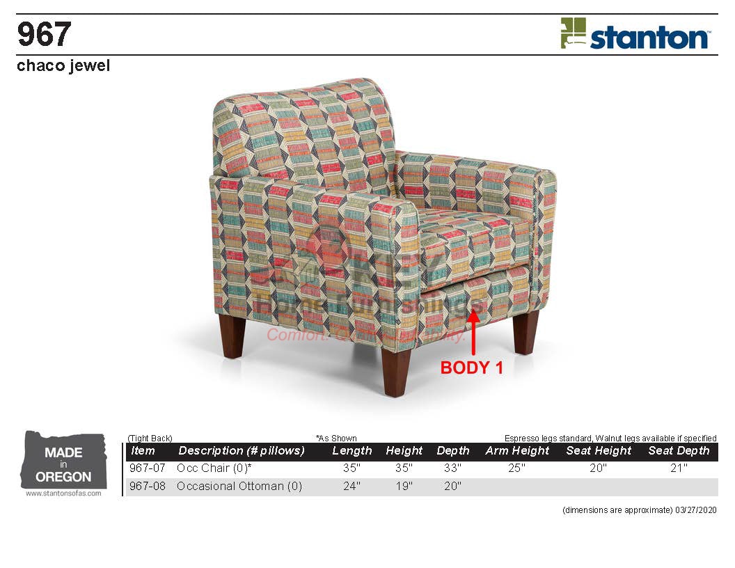 Stanton Furniture Occasional Chair 96707Totem Portland, OR Key