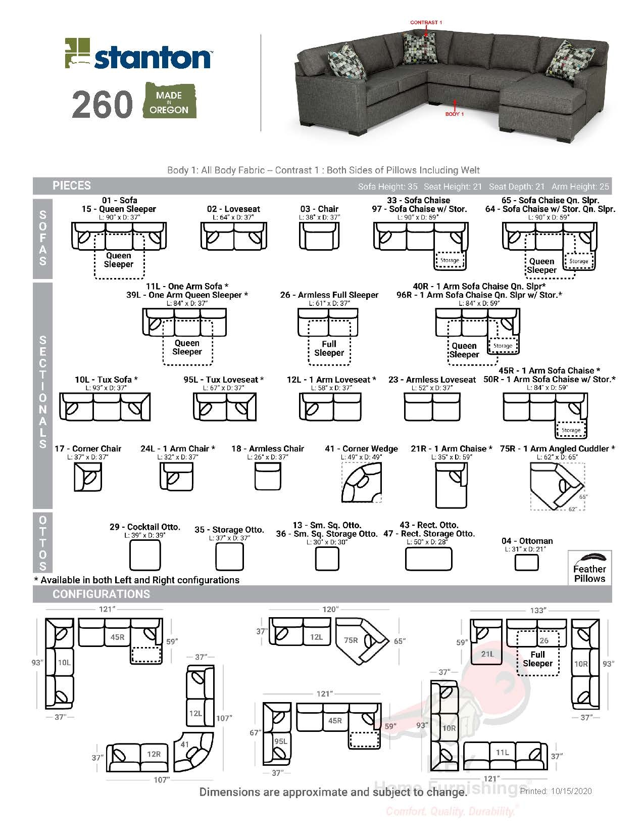 Stanton 260 Sectional Portland, OR Key Home Furnishings