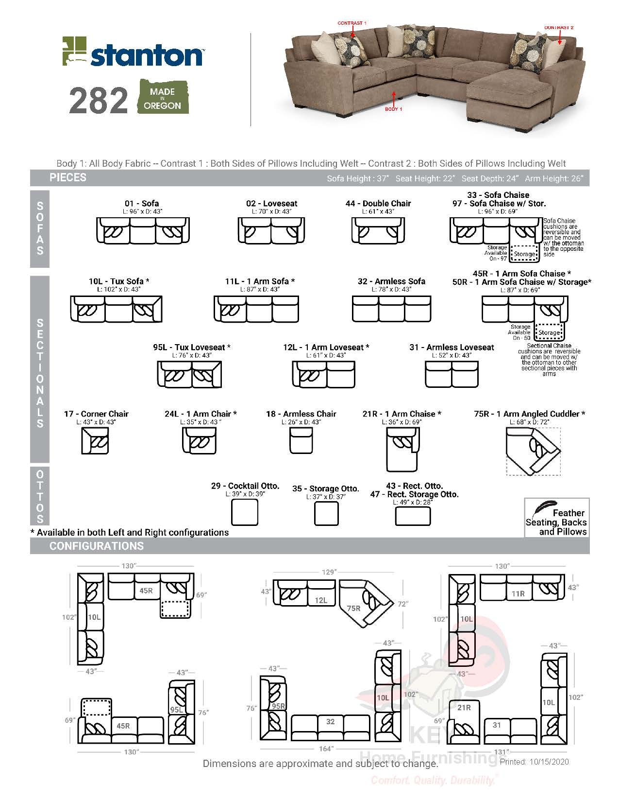 Stanton 282 Sectional Portland, OR Key Home Furnishings