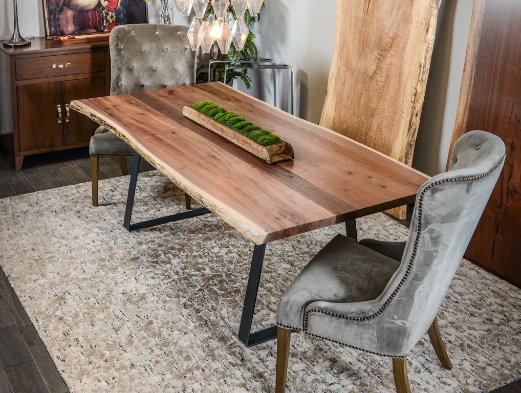 Barkman Natural Walnut Live Edge Table W Stirrup Base 10810 0013dt