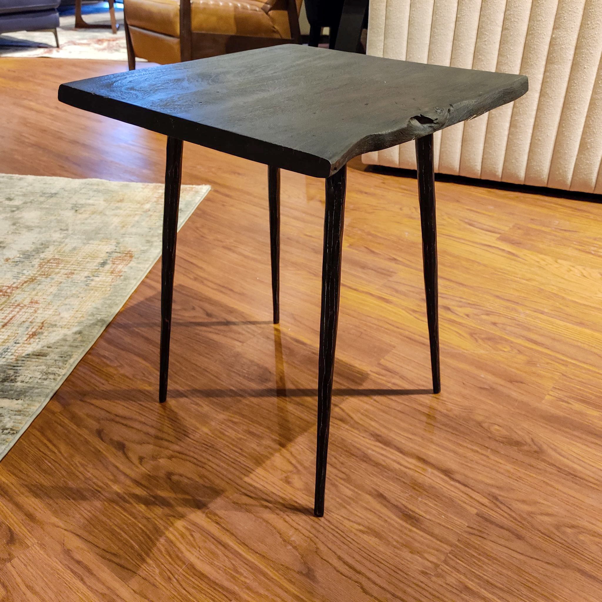 Clearance Living Room Live Edge End Table, Black FLOETBDF9470