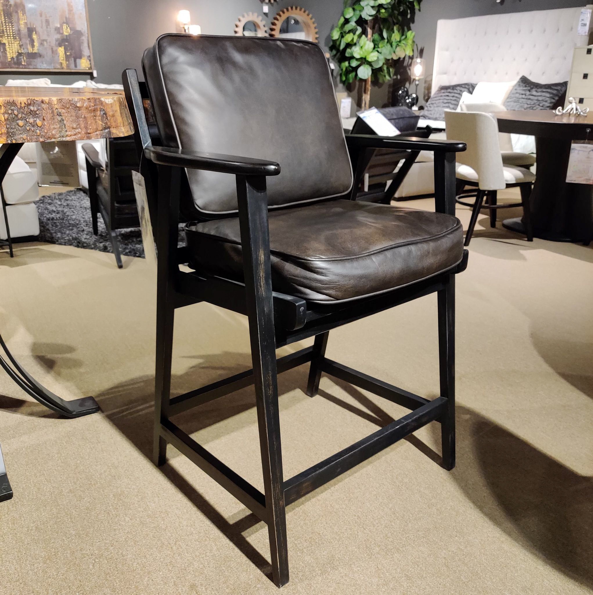 Clearance Living Room Distressed Black Oak Counter Stool FDFBSFFH8140 Treeforms Furniture Gallery