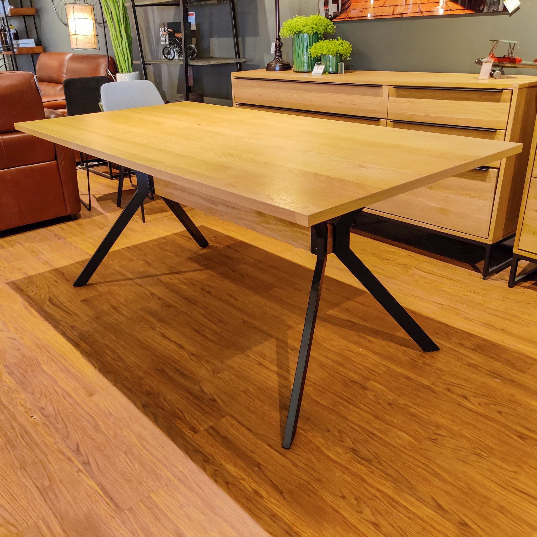 Clearance Casual Dining Oak and Steel Dining Table UR100603 Treeforms Furniture Gallery