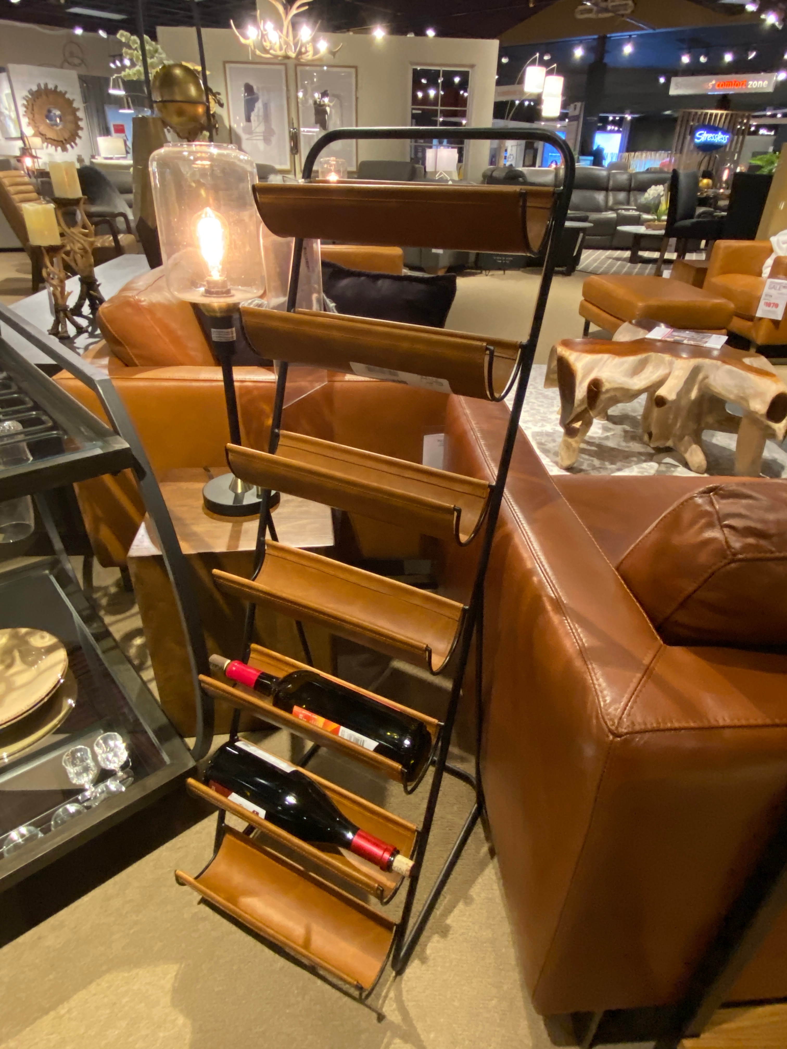 Clearance IRON AND LEATHER WINE RACK FDFWINFH9150