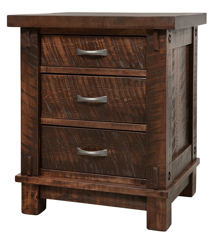 3 drawer timber bedside table