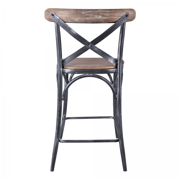 Sloan Industrial 26 Counter Height Barstool In Industrial Grey And Pine Wood