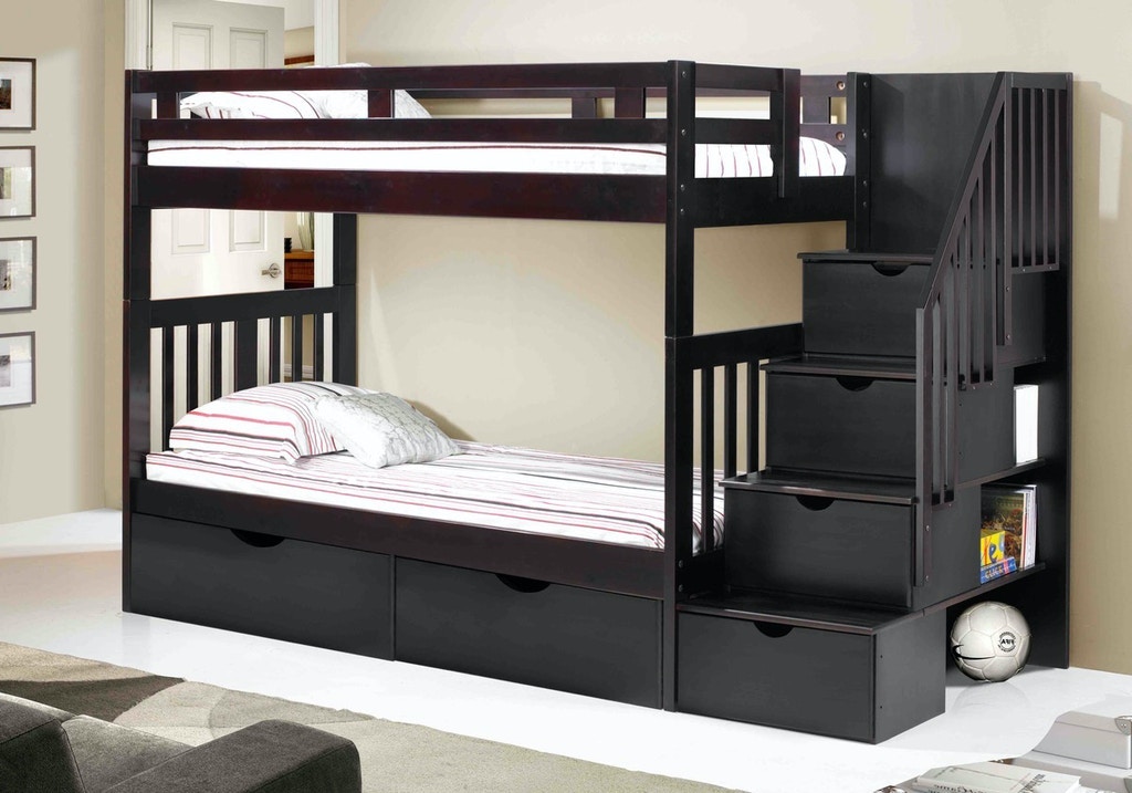 bunk bed with cabinet