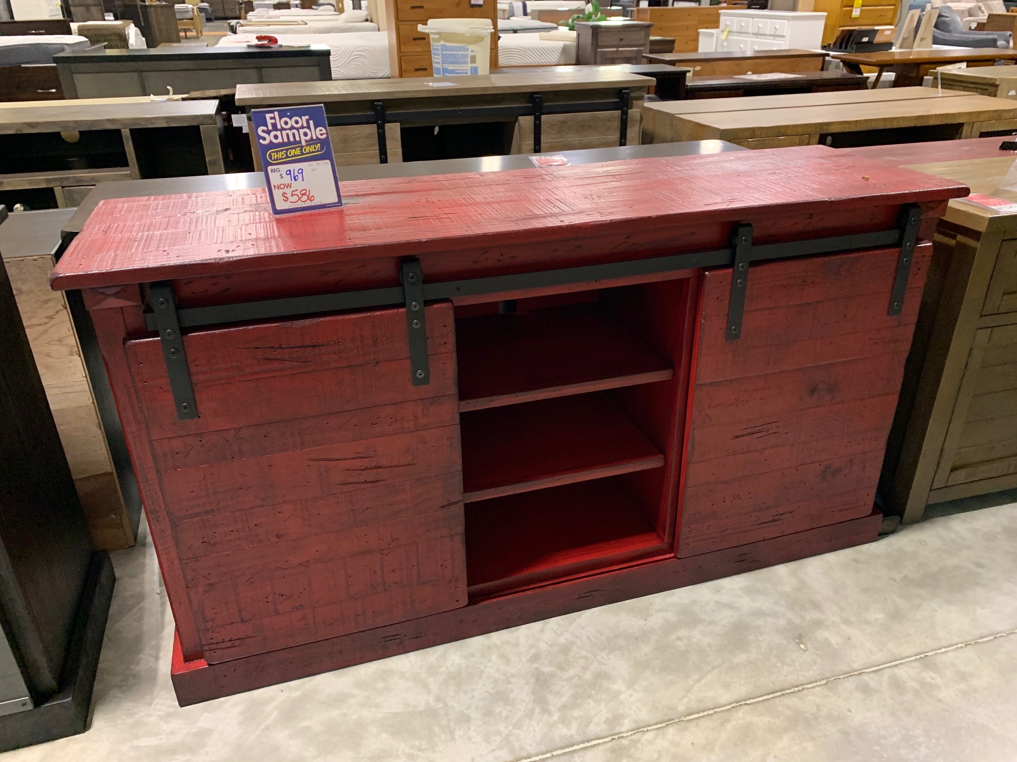 Red Barn Door Tv Console Wendell S Furniture