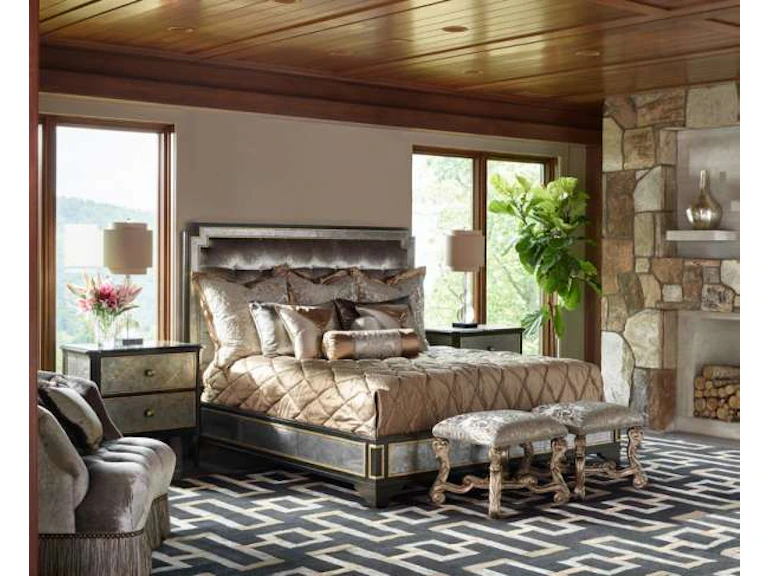 Marge Carson Bedroom Cross Channel Contemporary Panel Bed CRC11-1 ...