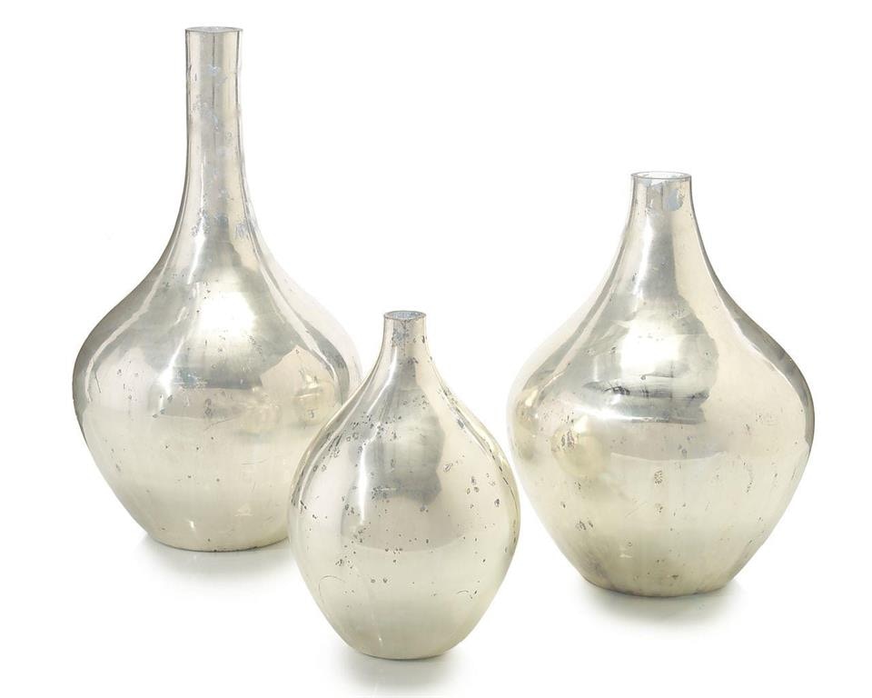 John Richard Accessories SET OF THREE SLEEK AND SHINY MERC. GLASS JARS