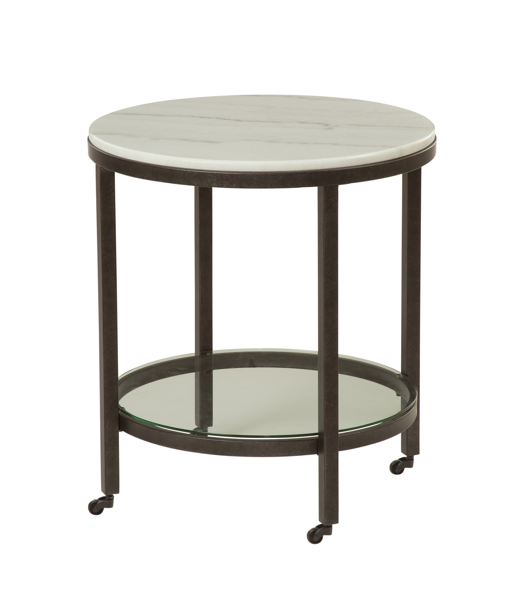  Round End Table w/ Piano Casters 
