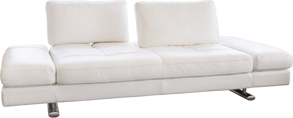 Kuka Home Living Room 1372 White Leather Sofa One Headrest Kuka Home 1372 White Leather Sofa One Headrest