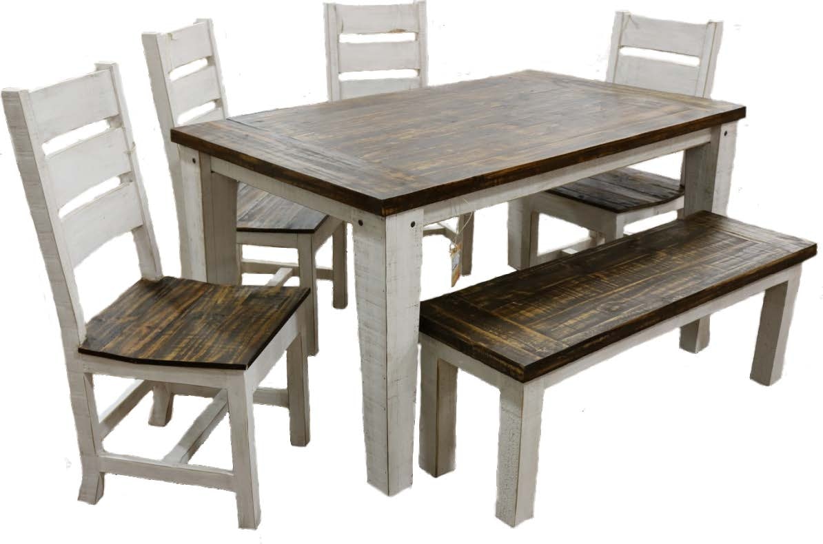 white rustic dining table set