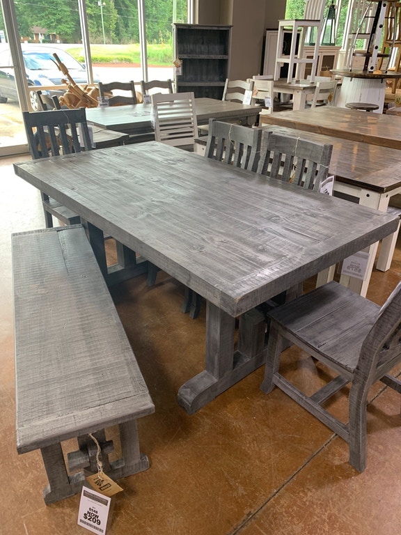 Charcoal Gray 6 Ft Table 4 Chairs And Bench