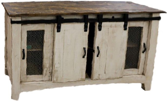 09 2 4015w 114 Whitewash Tv Cabinet With Barn Doors