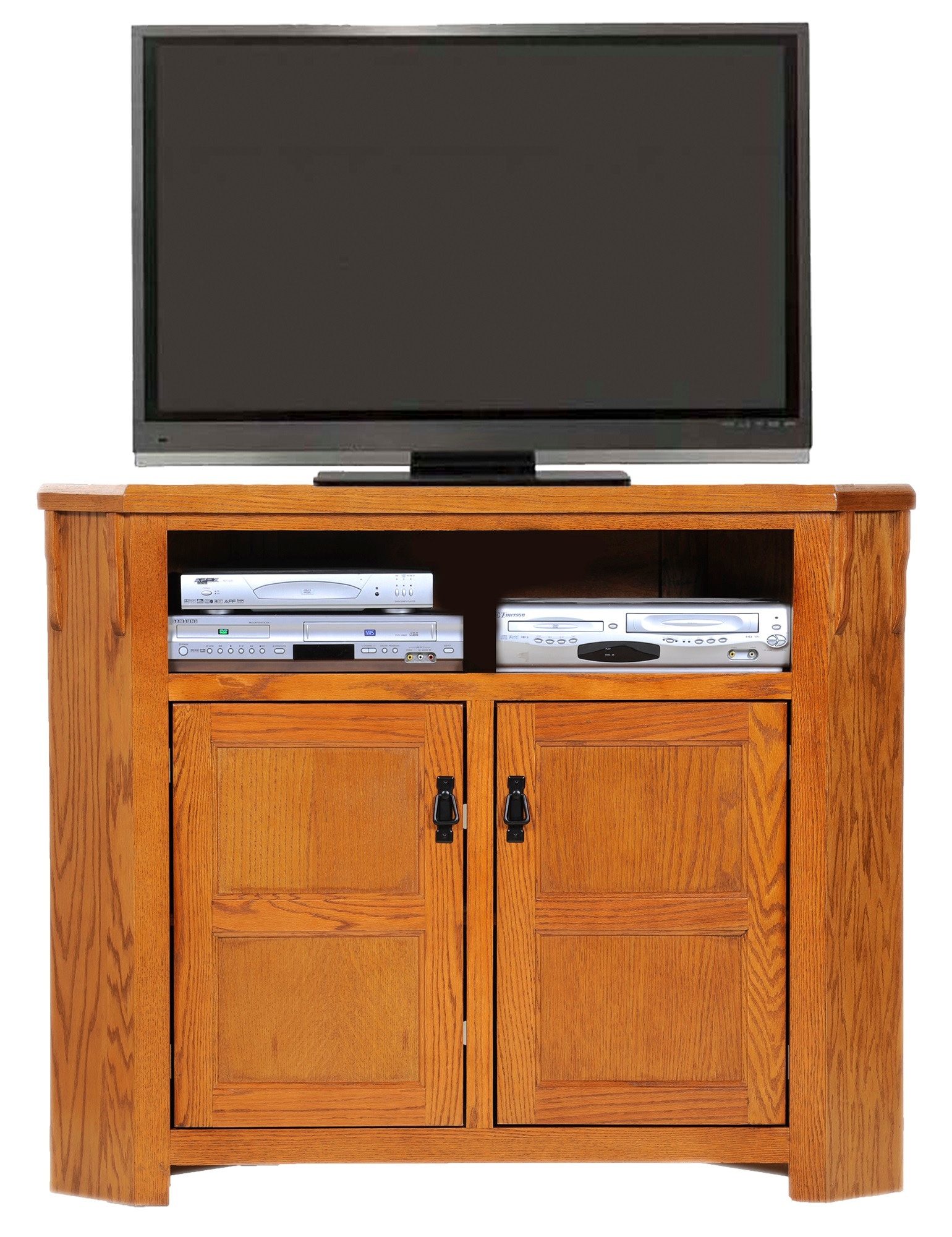 88737 Oak Promo Tall Corner Tv Stand