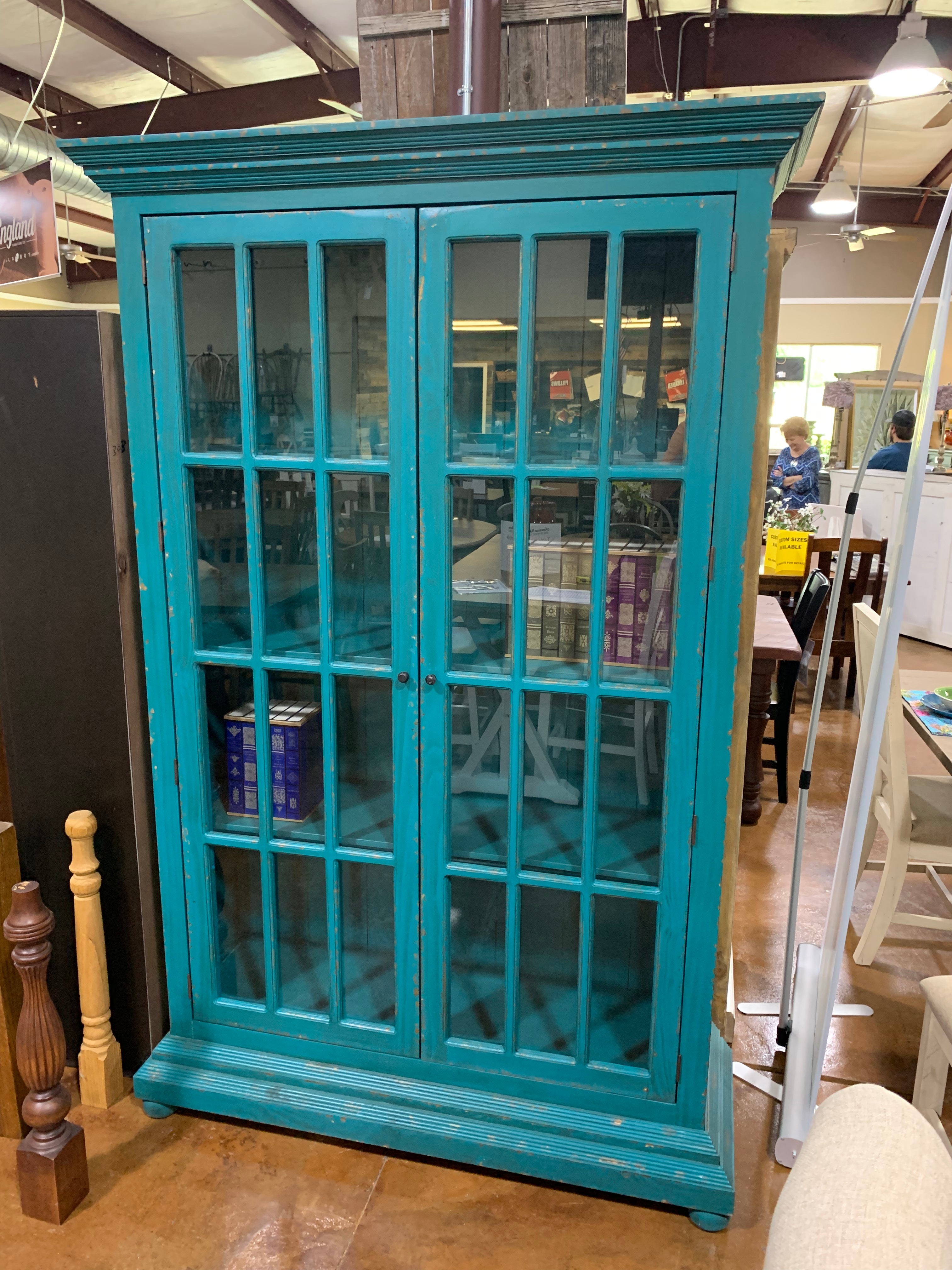 Bks 10 Hay Turquoise Bookcase With Doors