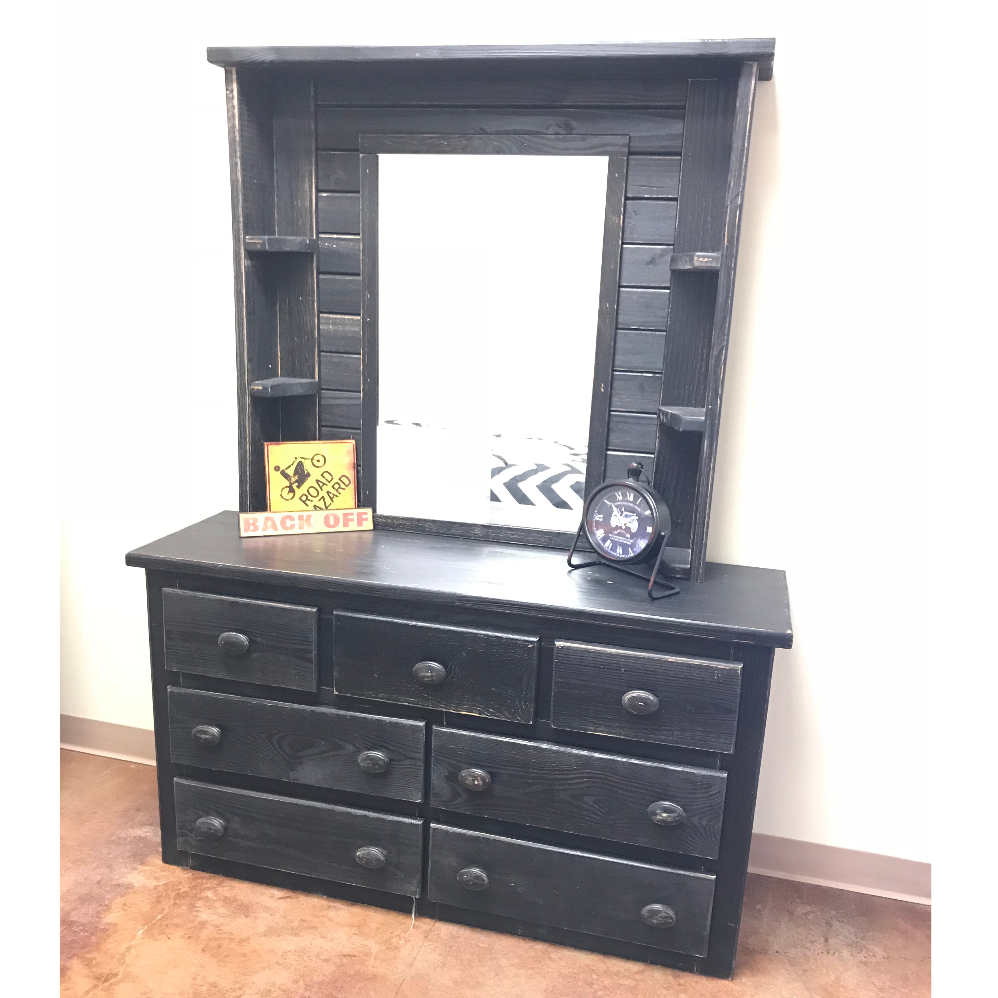 Pinecrafter Dresser And Mirror Hutch Blk4937 Blk4031 American