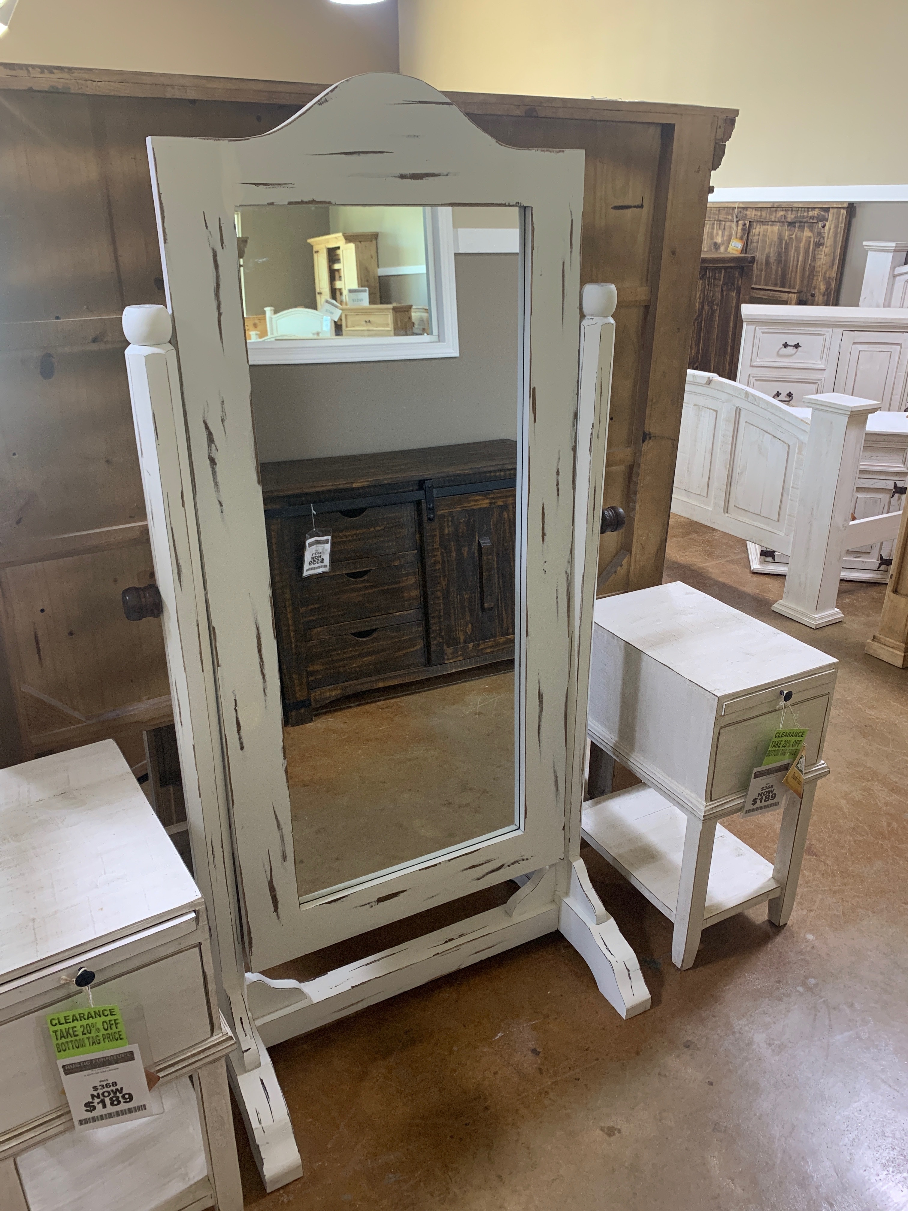 Mo Acc40 White Swivel Cheval Mirror