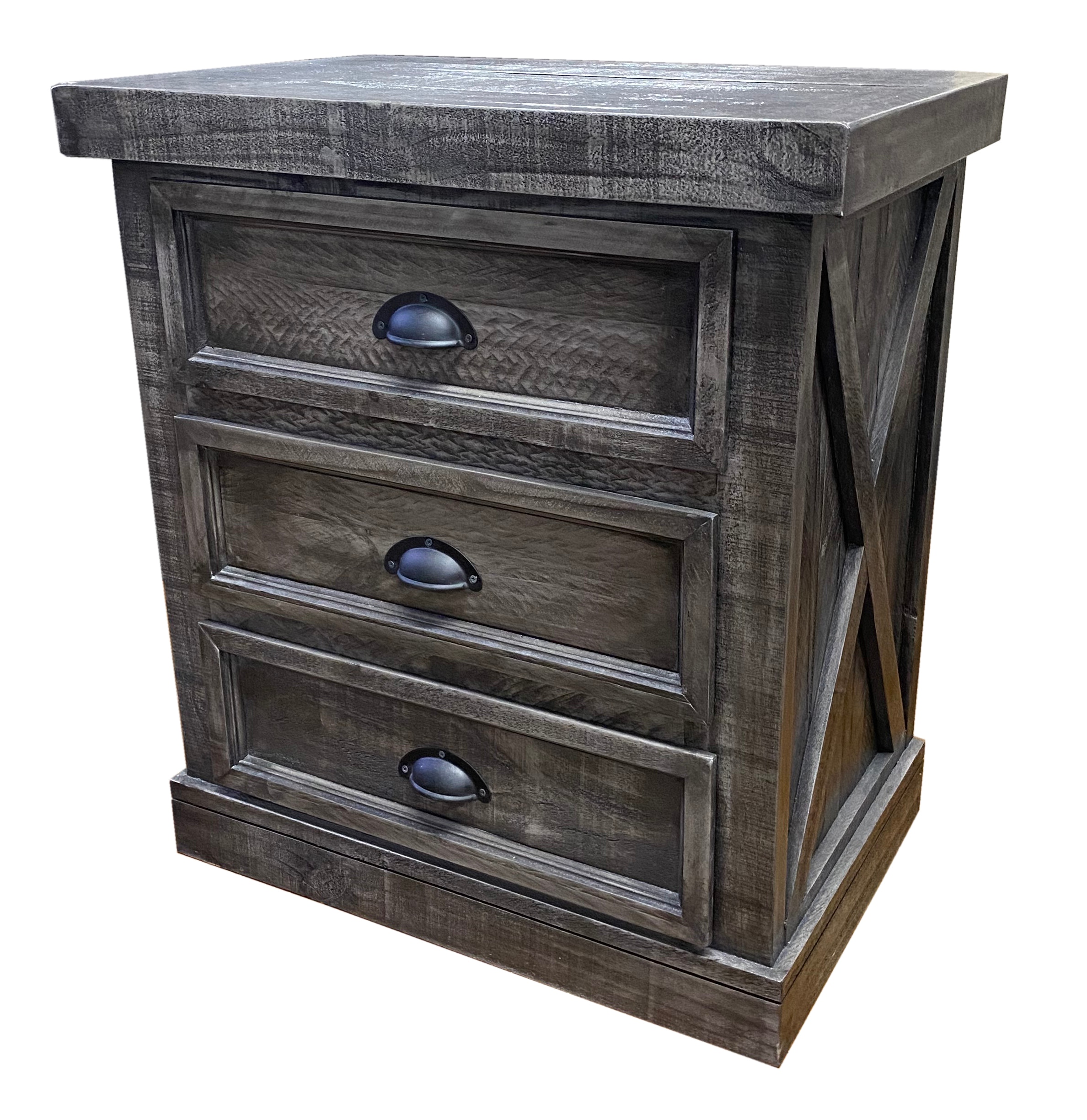 Jm Bur143 Gray New York Night Stand With 3 Drawers