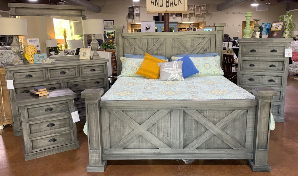 Texas Rustic Gray King Bedroom Set King Bed Dresser Mirror Chest Night Stand Jm Cam150k Set At American Oak And More