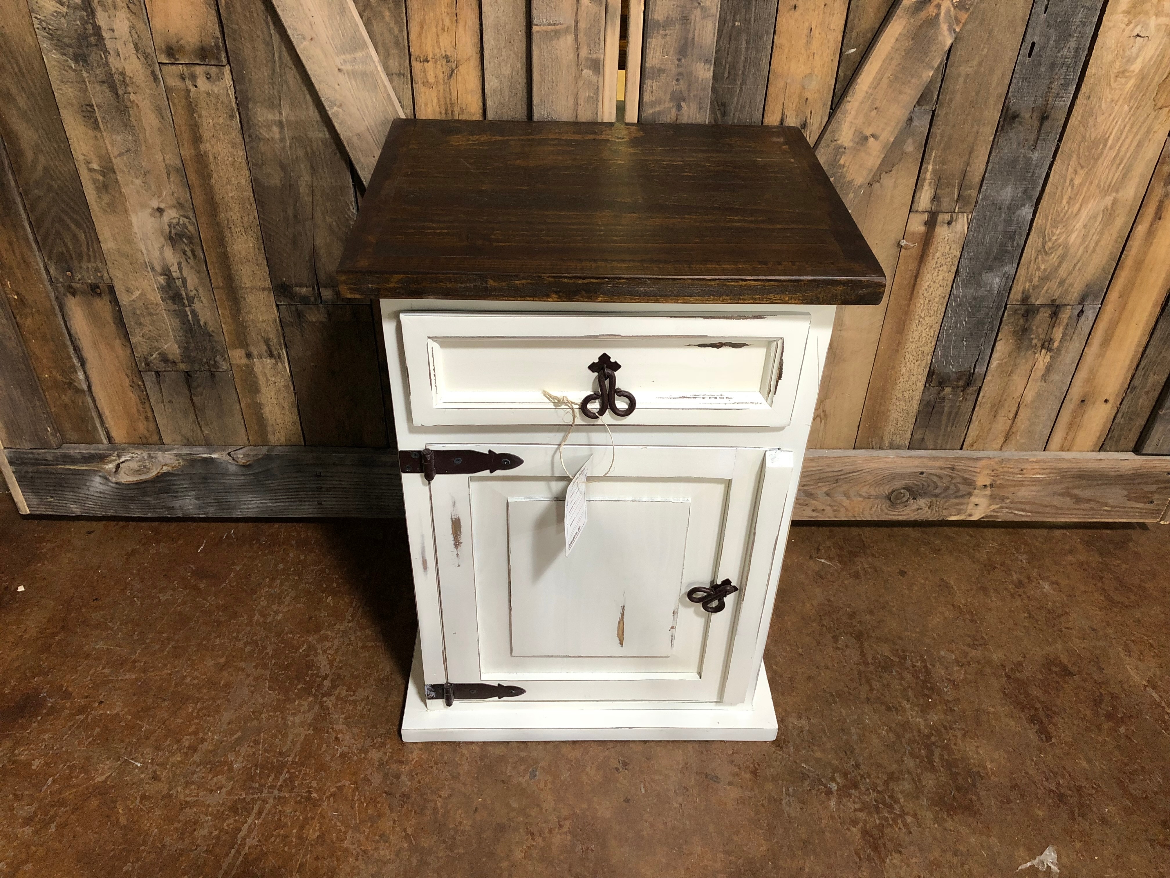 Mo Bur1 Antique White 1 Door 1 Drawer Night Stand