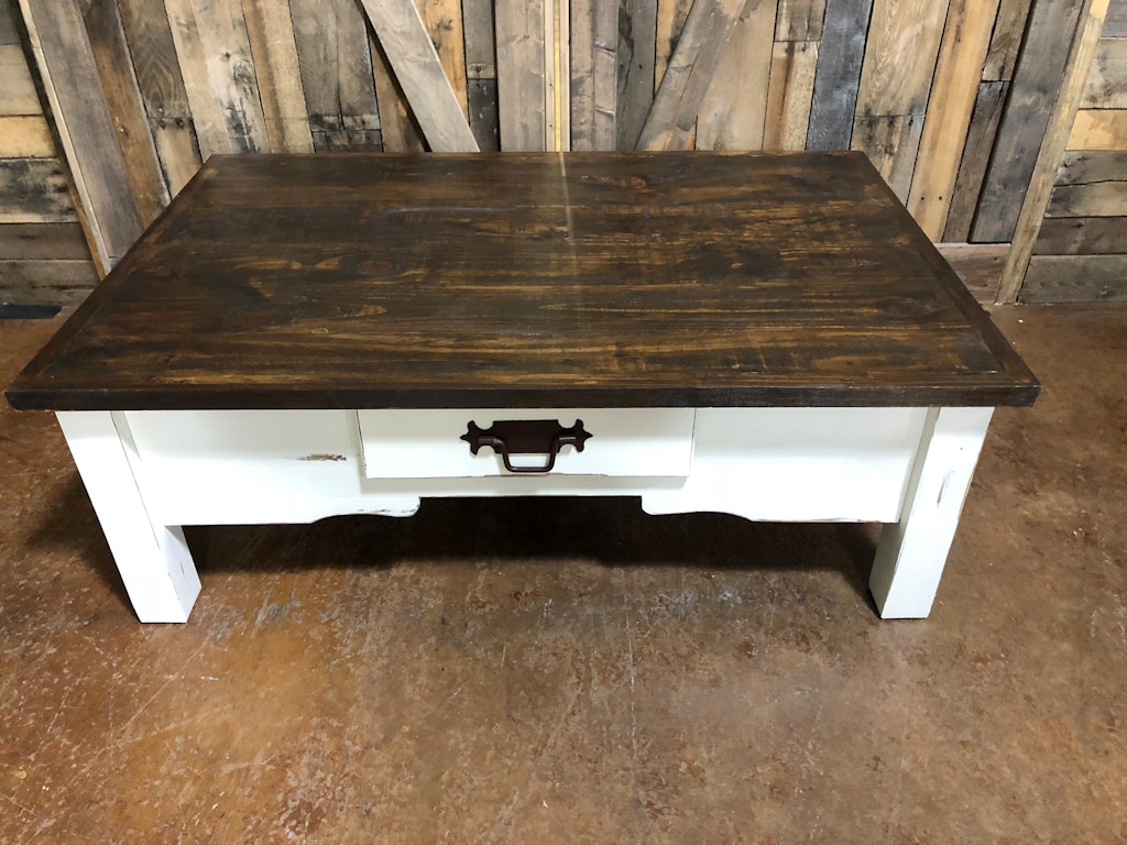 Mo Cen49 Antique White Coffee Table With Drawer Mo Cen49 Antique White Coffee Table