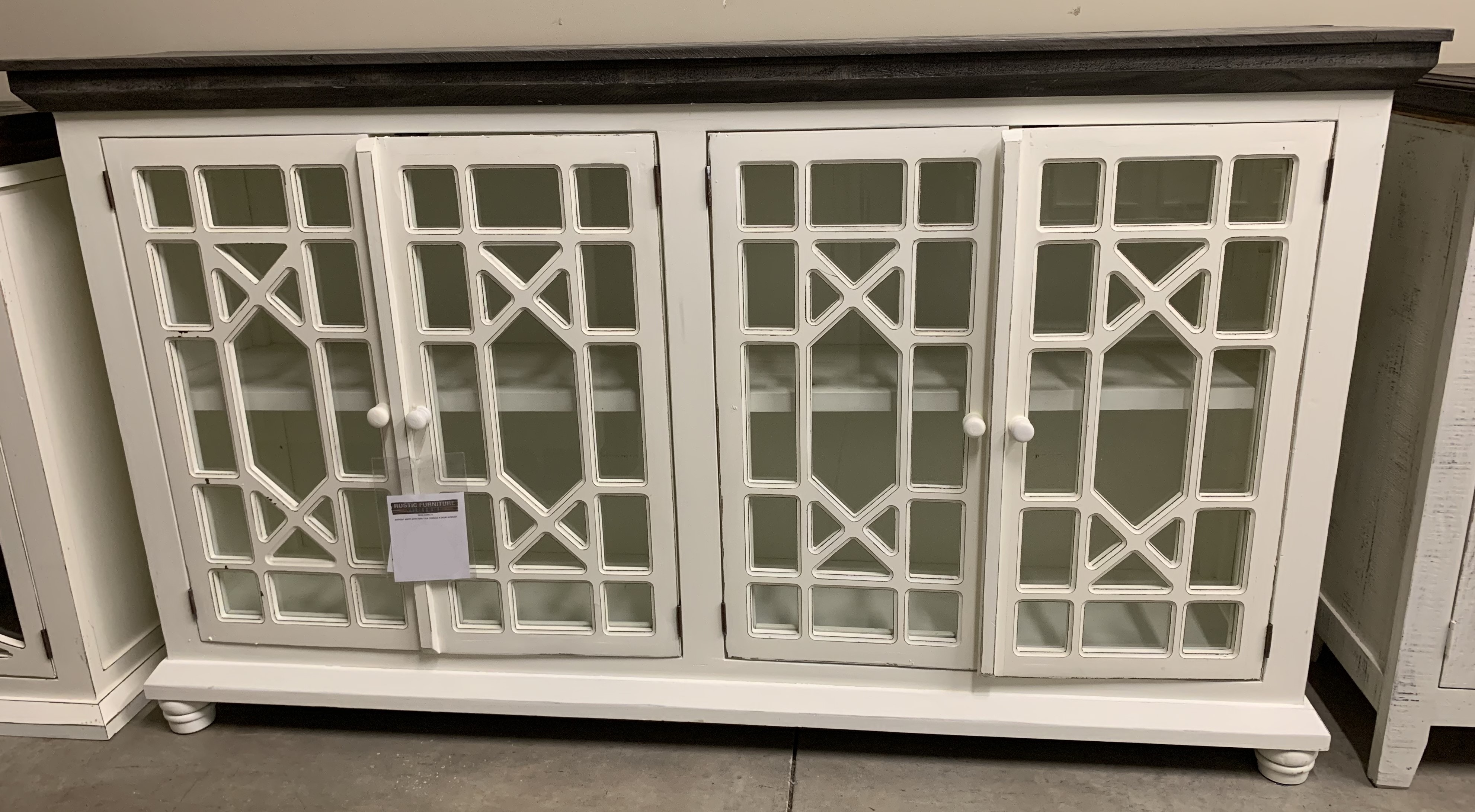 Mog Com121 Console With 4 Glass Doors Antique White With