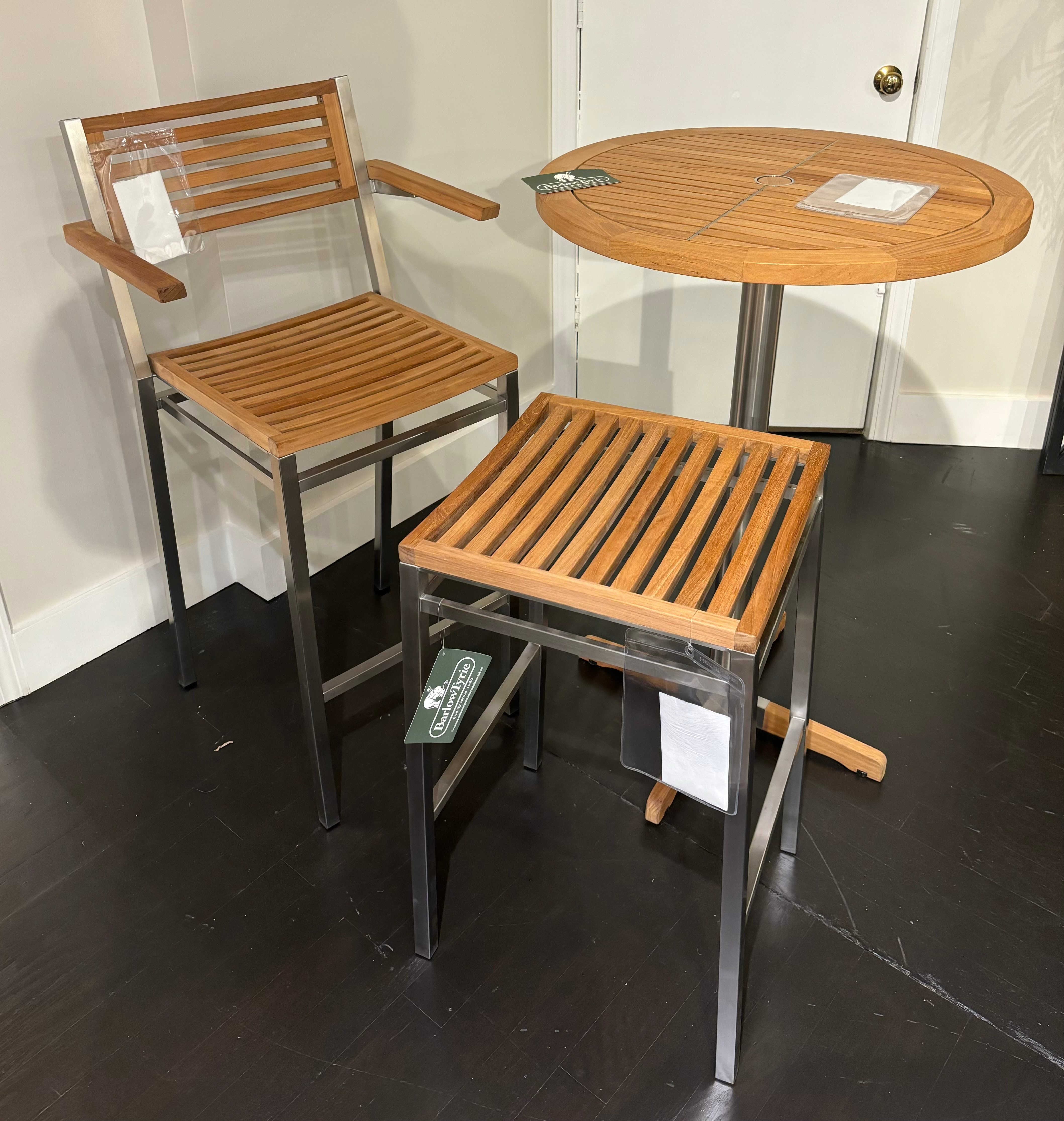 Hickory Park Clearance Equinox High Bistro Table and Stools by Barlow Tyrie Furniture 2EQCH07